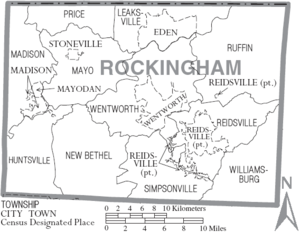 Map of Rockingham County, North Carolina With Municipal and Township ...